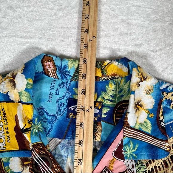 Palmwave Men Hawaiian Button Up Floral Shirt Honolulu Colorful Size L EUC - Picture 7 of 11